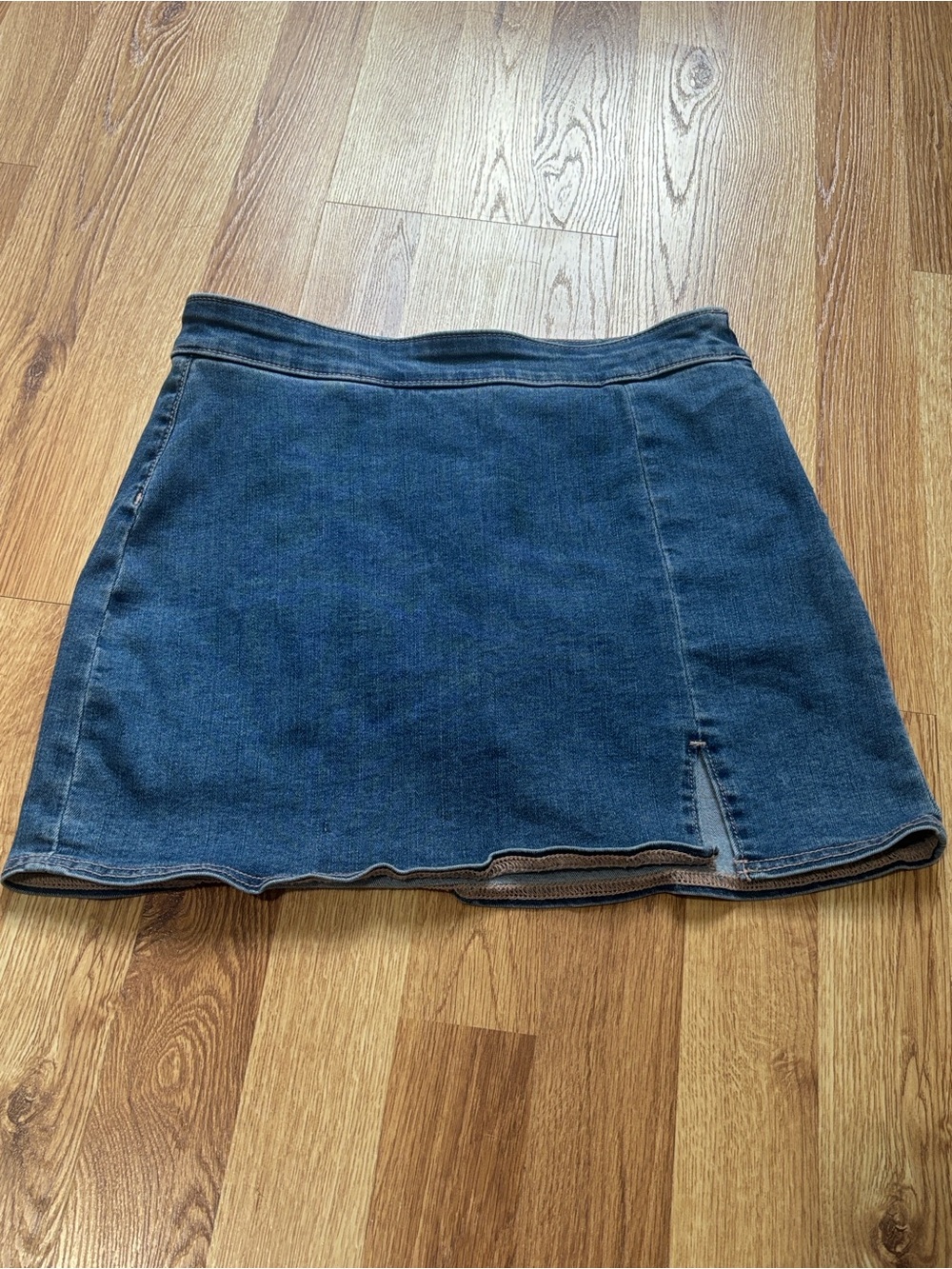 AE High-waisted Denim Mini Skort with slit